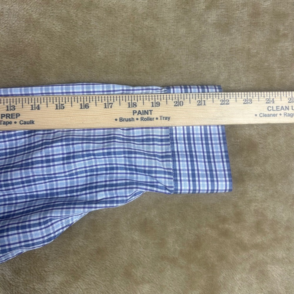 MagnaClick Mens XL Plaid Magnetic Closure Dress Shirt Blue Wrinkle Free 17-17.5 - Picture 7 of 8